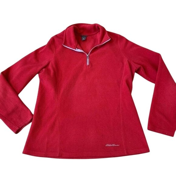 Eddie Bauer 1/4 Zip Fleece Pullover Womens Size Small Red Casual Outdoors Hiking - Picture 1 of 4